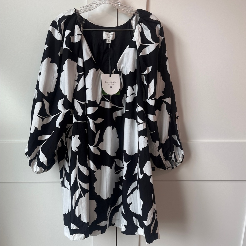 Kate Spade Black and White Floral Midi Dress